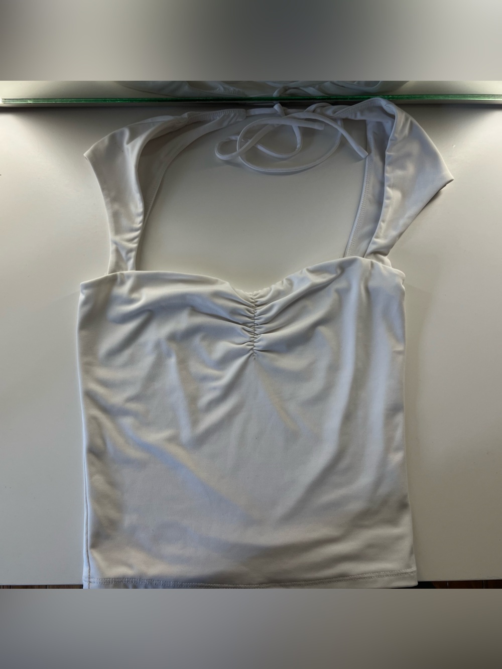 Garage White Ruched Halter Camisole Top